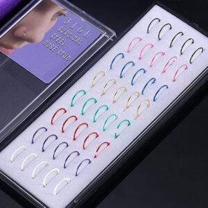 Box Of 40 Stainless Steel Curved Nose Rings