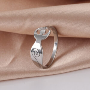 Aerobics Yoga Girls Raising Hands Characters Stainless Steel Rings