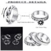 Stainless Steel Rotatable Spinner Ring Moon Stars Relieve Anxiety Rings - Image 5
