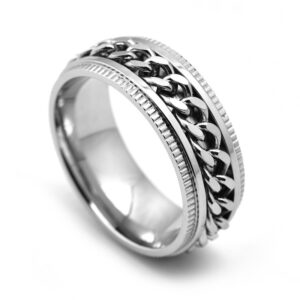 Mens Stainless Steel Spinner Rings Men Cool Fidget Band
