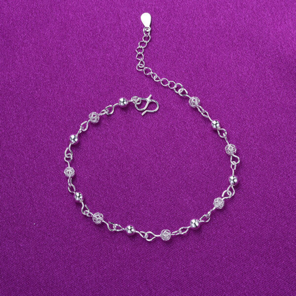 Silver Anklets 925 Fashion Silver Jewelry Hollow Beads Anklet for Women Girls Friend Foot Barefoot Leg Jewelry