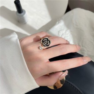 Super Fairy High-end Camellia Ring Jewelry Simple Women