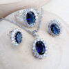 Silver 925 Women Bridal Jewelry Sets Blue Zirconia Costume - Image 3