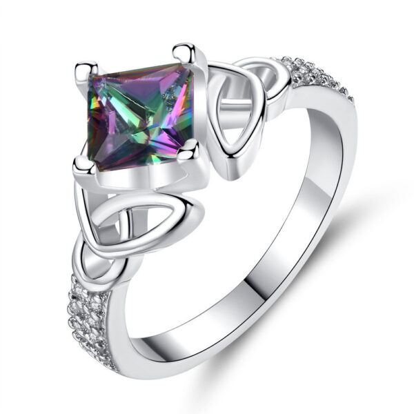 Colorful stone square diamond ring