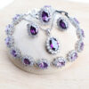 Silver 925 Women Bridal Jewelry Sets Blue Zirconia Costume - Image 2