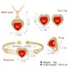 Jewelry Set Peach Heart Rhinestone Earrings Love Necklace Bridal Jewelry Set - Image 4