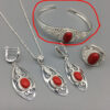Ethnic Mongolian Silver Jewelry Set Bracelet Four Piece Set - Image 6