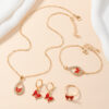 4PCS Set Luxury Women Butterfly Necklace Bracelet Earrings Drop Oil Diamond Jewelry For Girl Gift Jewelry Fashion Jewelry Set - Image 3