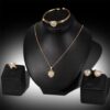 Jewelry Set Peach Heart Rhinestone Earrings Love Necklace Bridal Jewelry Set - Image 6