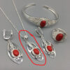 Ethnic Mongolian Silver Jewelry Set Bracelet Four Piece Set - Image 3