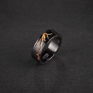 Gold Stone Ring Black Niche Personality Ring