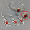 Ethnic Mongolian Silver Jewelry Set Bracelet Four Piece Set - Image 9