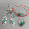 Ethnic Mongolian Silver Jewelry Set Bracelet Four Piece Set - Image 5